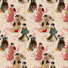 Load image into Gallery viewer, Kimonos & Koi by Paintbrush Studio Fabrics - Background Cream Geishas
