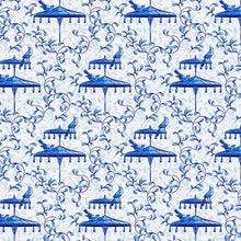 Load image into Gallery viewer, Chinoiserie by Paintbrush Studio Fabrics - Background White Umbrellas and Birds