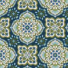 Charger l'image dans la galerie, Blockprint Chic par Paintbrush Studio Fabrics - Background Blue Blockprint Chic