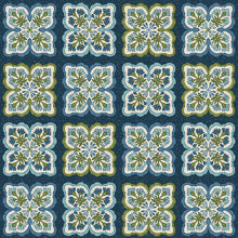 Load image into Gallery viewer, Blockprint Chic by Paintbrush Studio Fabrics - Background Blue Floral Block