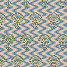 Load image into Gallery viewer, Blockprint Chic by Paintbrush Studio Fabrics - Background Beige Wavy Blooms