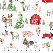 Load image into Gallery viewer, Barnyard Christmas by Deborah Edwards for Northcott - Background White Scenic