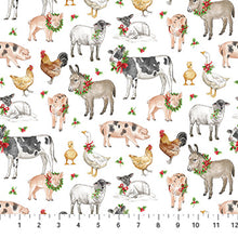 Load image into Gallery viewer, Barnyard Christmas by Deborah Edwards for Northcott - Background White Animals