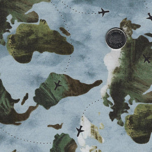 Great Journey by Bernadett Urbanovics for Figo Fabrics - Background Blue Map