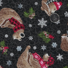 Load image into Gallery viewer, Beary Merry Christmas by Deborah Edwards for Northcott - Background Black Tossed Bears