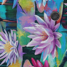 Load image into Gallery viewer, Lotus by Tim Parker for Northcott - Background Dark Green Lotus