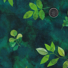 Load image into Gallery viewer, Luscious by Northcott - Background Teal Leaves & Dragonflies