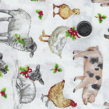 Load image into Gallery viewer, Barnyard Christmas by Deborah Edwards for Northcott - Background White Animals