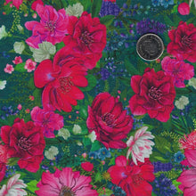 Charger l'image dans la galerie, Wild Garden par Nicole Tamarin pour White Owl Textiles - Background Teal Packed Floral