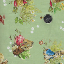 Charger l'image dans la galerie, Peter Rabbit and Benjamin Bunny par Beatrix Potter pour Riley Blake Designs - Background Green Main