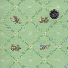 Load image into Gallery viewer, Peter Rabbit and Benjamin Bunny by Beatrix Potter for Riley Blake Designs - Background Green Lattice