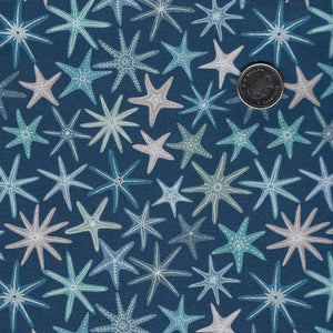 Ocean Pearls by Lewis and Irene - Background Dark Blue Starfish