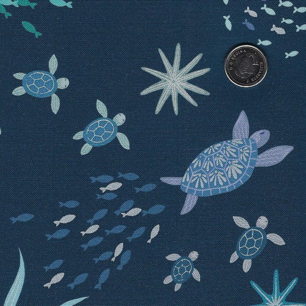 Ocean Pearls by Lewis and Irene - Border Print Background Navy