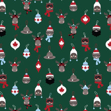 Load image into Gallery viewer, Holid'eh Season by Andie Hanna for Robert Kaufman - Background Green Ornaments