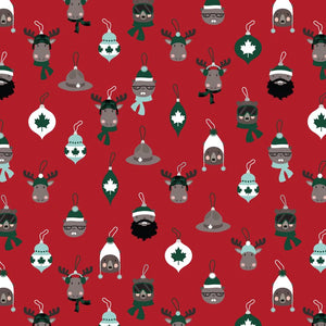 Holid'eh Season by Andie Hanna for Robert Kaufman - Background Red Ornaments