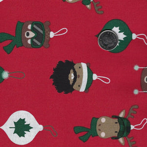 Holid'eh Season by Andie Hanna for Robert Kaufman - Background Red Ornaments