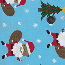 Load image into Gallery viewer, Holid'eh Season by Andie Hanna for Robert Kaufman - Background Blue Santa Beaver