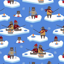 Load image into Gallery viewer, Under the Northern Lights by Andie Hanna for Robert Kaufman - Background Blue Ice Fishing