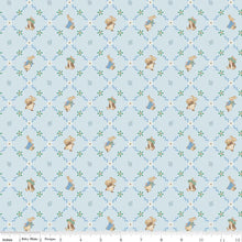 Load image into Gallery viewer, Peter Rabbit and Benjamin Bunny by Beatrix Potter for Riley Blake Designs - Background Blue Lattice