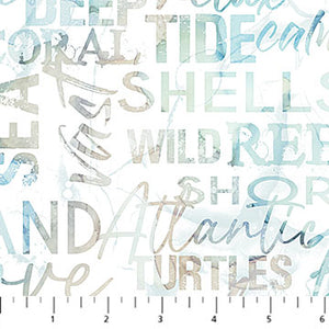 Sea Breeze by Deborah Edwards and Melanie Samra for Northcott - Background Cream Words