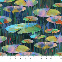 Load image into Gallery viewer, Lotus by Tim Parker for Northcott - Background Dark Green Lily Pads