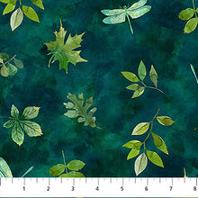 Load image into Gallery viewer, Luscious by Northcott - Background Teal Leaves & Dragonflies