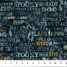 Load image into Gallery viewer, Raven's Call by Deborah Edwards and Melanie Samra for Northcott - Background Black Words
