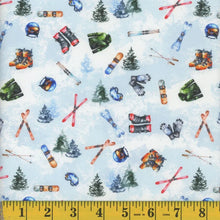 Load image into Gallery viewer, Mountain Glide by Mook Fabrics - Background Blue Equipment