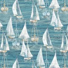Load image into Gallery viewer, Smooth Sailing by Deborah Edwards for Northcott - Large Sail Boats in Blue