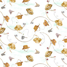 Load image into Gallery viewer, Daily Catch by Tracy Moad for RJR Fabrics - Background Aqua Cloud Let's Go Fishing
