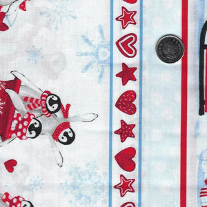 Penguin Party by Pam Vale for Camelot Fabrics - Background White Sled Ride Stripe