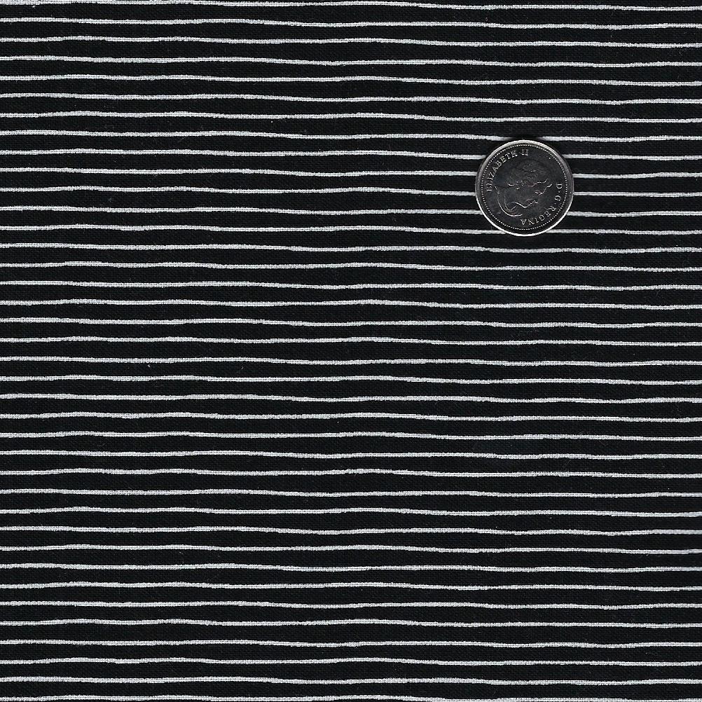 Susybee pour Clothworks - Background Black Freehand Stripe