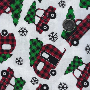 Downhome Country Christmas by Mook Fabrics - Background White X-Mas Tree Shopping