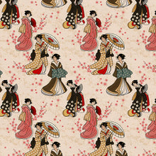 Charger l&#39;image dans la galerie, Kimonos &amp; Koi par Paintbrush Studio Fabrics - Background Cream Geishas
