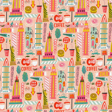 Charger l'image dans la galerie, City Life par Uta Krogmann by Paintbrush Studio Fabrics - Background Pink Buzzing Streets
