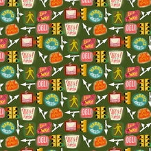 Load image into Gallery viewer, City Life by Uta Krogmann for Paintbrush Studio Fabrics - Background Green Street Life Icons
