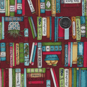 Readerville by Kris Lammers for Maywood Studio - Background Red Book Shelves