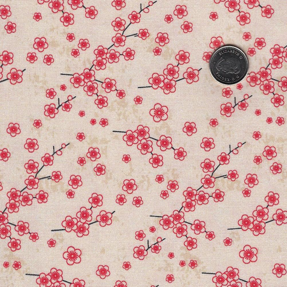 Kimonos & Koi by Paintbrush Studio Fabrics - Background Cream Cherry Blossom