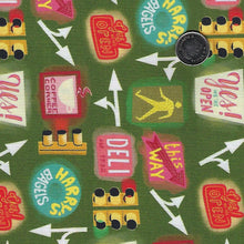 Load image into Gallery viewer, City Life by Uta Krogmann for Paintbrush Studio Fabrics - Background Green Street Life Icons
