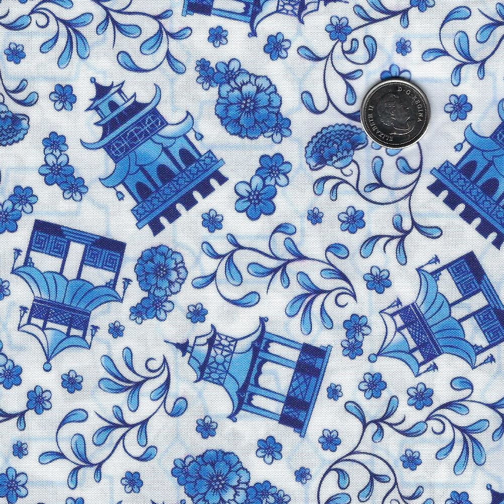 Chinoiserie by Paintbrush Studio Fabrics - Background White Pagoda Toss