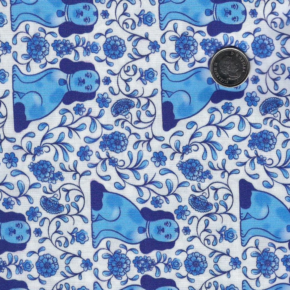 Chinoiserie by Paintbrush Studio Fabrics - Background White Porcelain Dogs