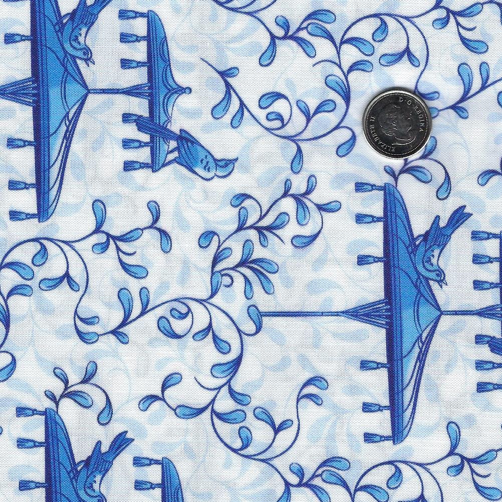 Chinoiserie by Paintbrush Studio Fabrics - Background White Umbrellas and Birds