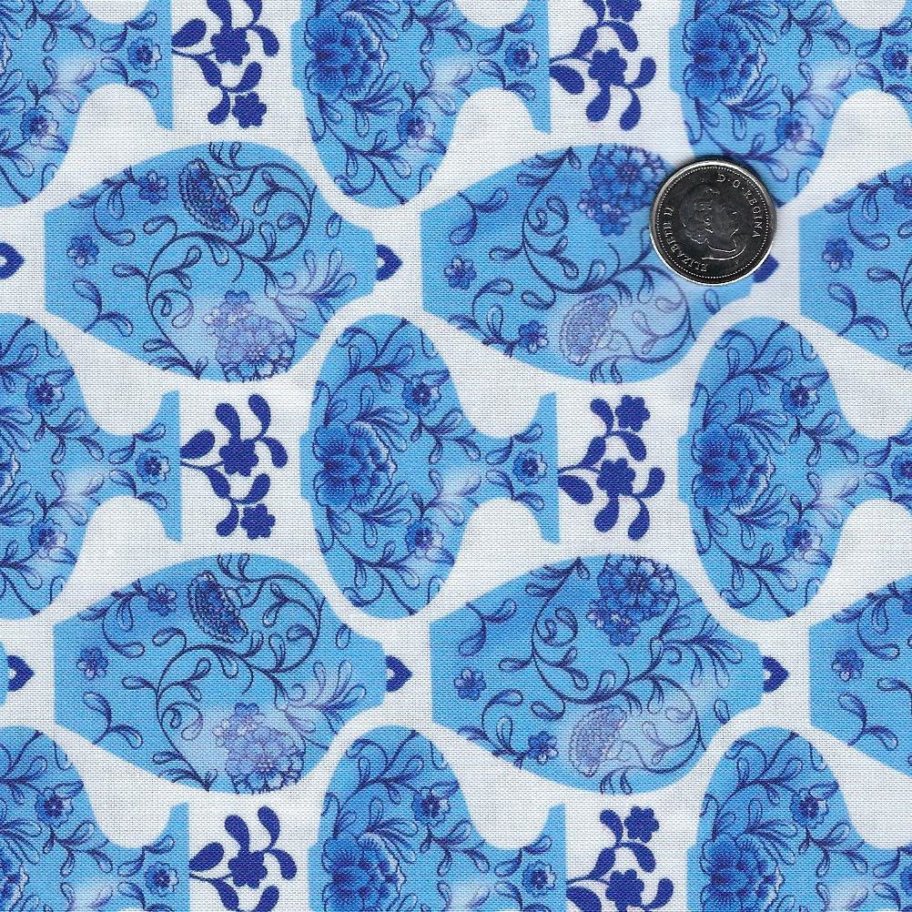 Chinoiserie by Paintbrush Studio Fabrics - Background White Porcelain Pots