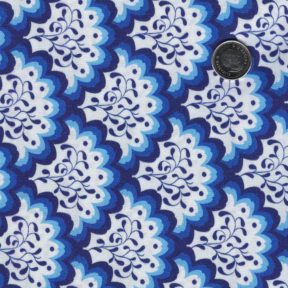 Chinoiserie by Paintbrush Studio Fabrics - Background Dark Blue Scallops
