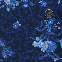 Load image into Gallery viewer, Blue Belle by Maywood Studio - Background Navy Floral With Scroll

