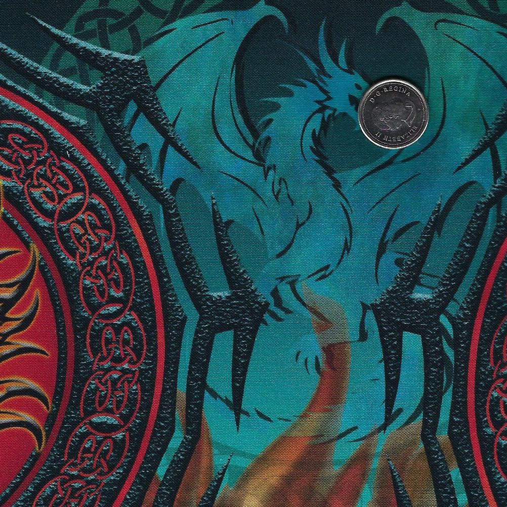 Dragons - Emerald Reign by Jason Yenter for In The Beginning Fabrics - Border Print Background Black
