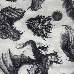 Dragons - Emerald Reign par Jason Yenter pour In The Beginning Fabrics - Background Cream Dragon Etching