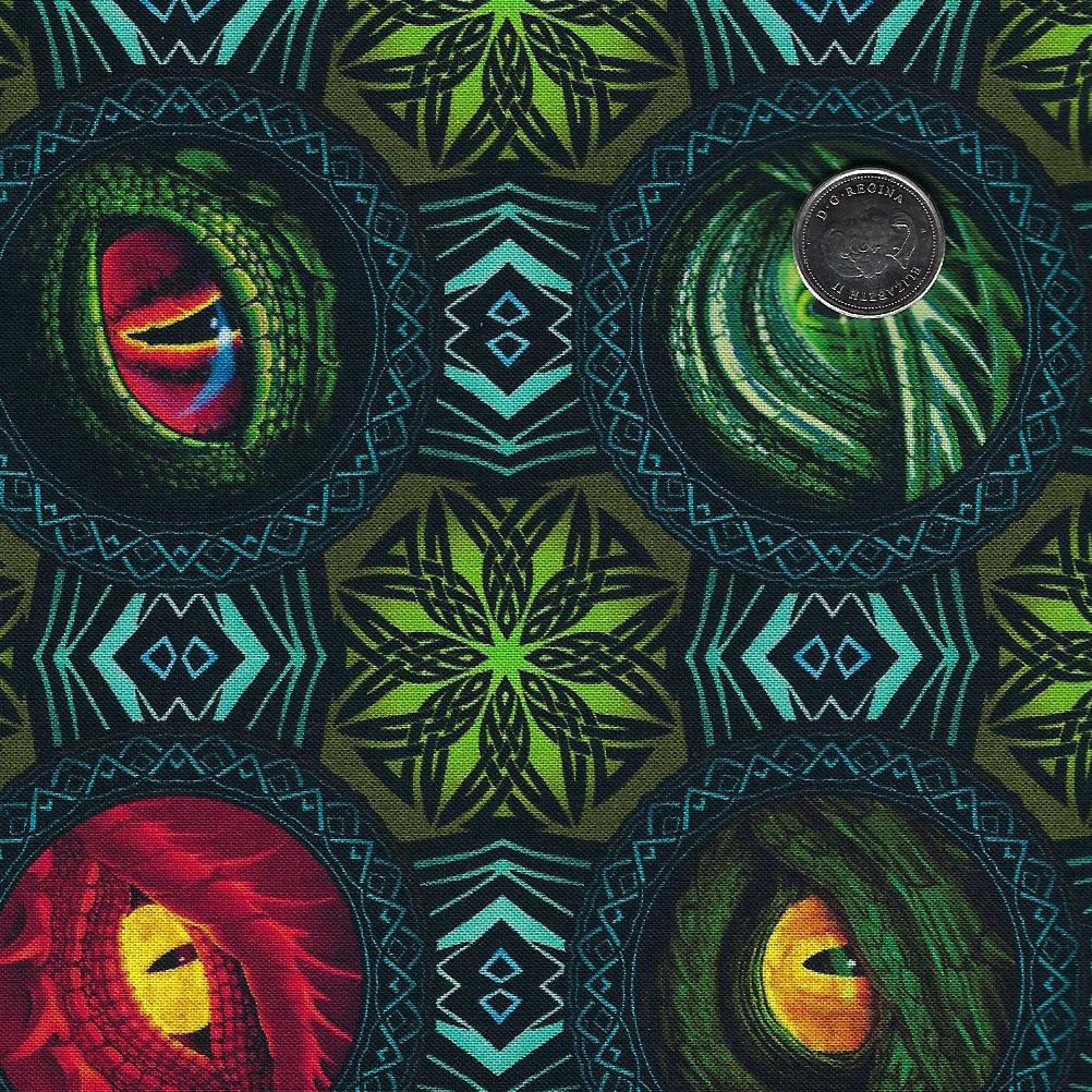 Dragons - Emerald Reign par Jason Yenter pour In The Beginning Fabrics - Dragon Eye Medallions