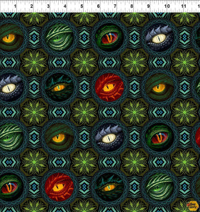 Dragons - Emerald Reign par Jason Yenter pour In The Beginning Fabrics - Dragon Eye Medallions