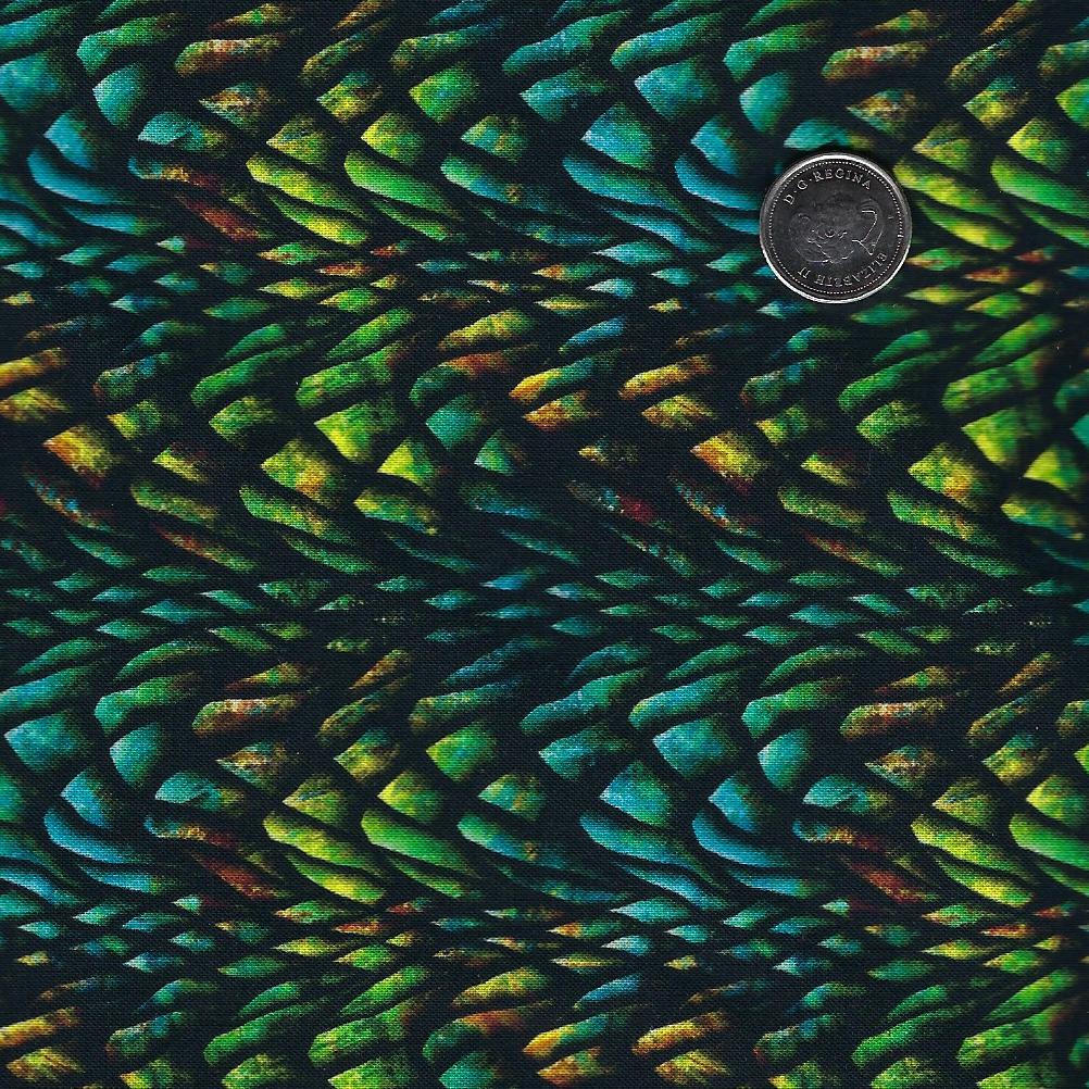 Dragons - Emerald Reign by Jason Yenter for In The Beginning Fabrics - Background Black Dragon Scales